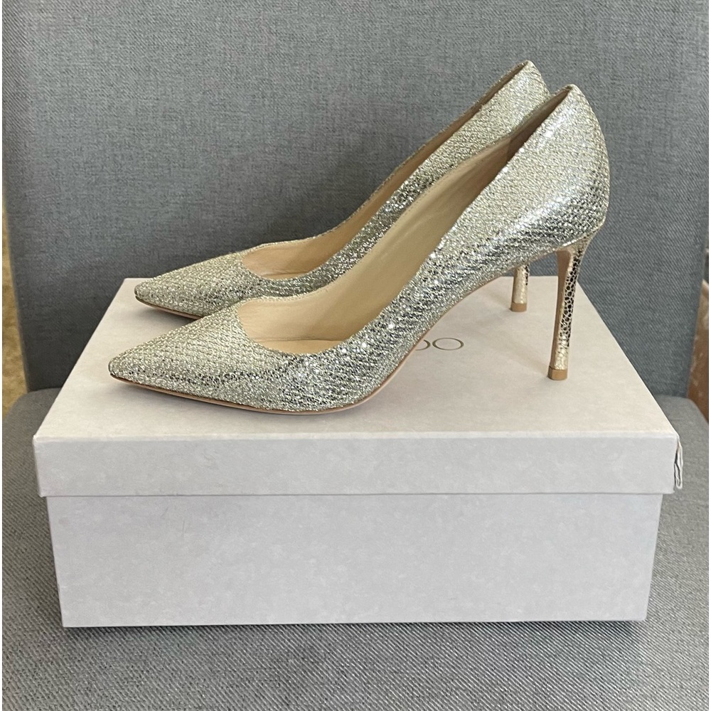 JIMMY CHOO 40.5 Romy pump champagne glitter